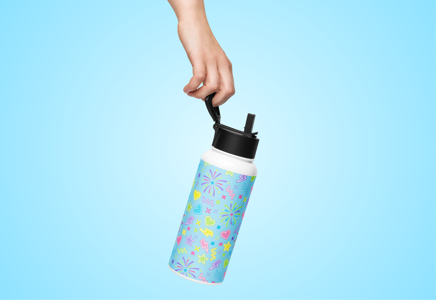 Bonnie's Stainless steel water bottle with a straw lid