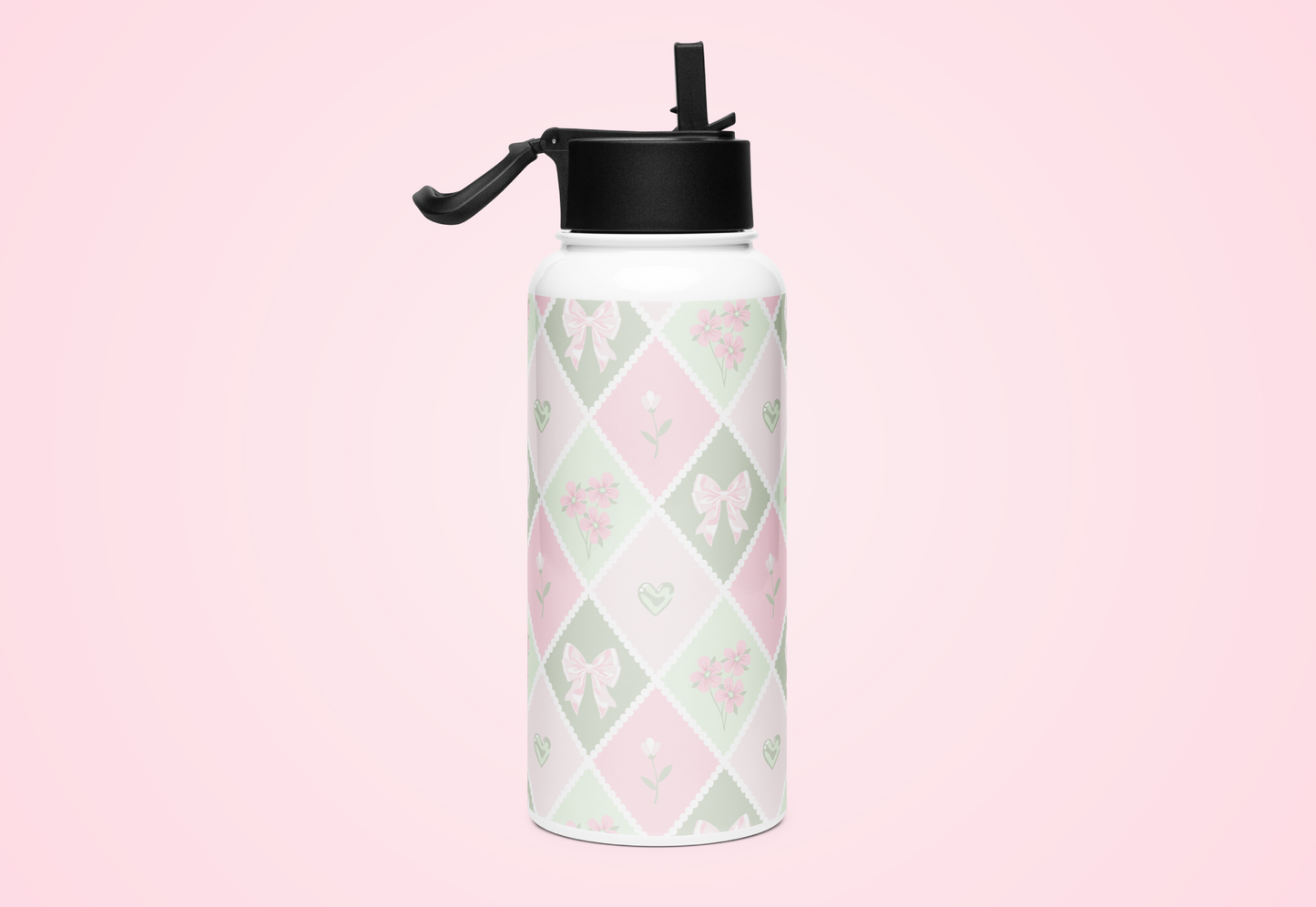 Ruby's Stainless steel water bottle with a straw lid