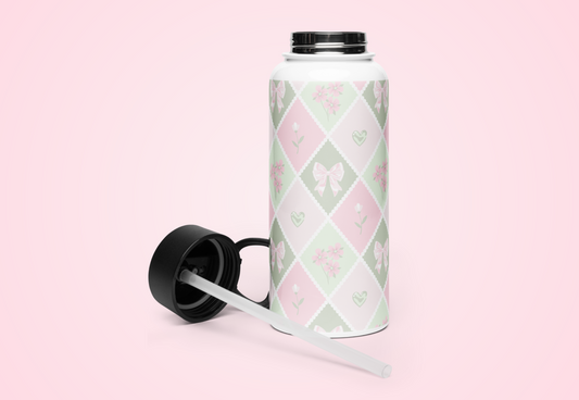 Ruby's Stainless steel water bottle with a straw lid
