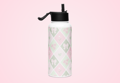 Ruby's Stainless steel water bottle with a straw lid