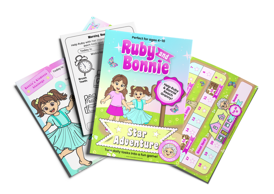 Ruby and Bonnie Star Adventure routine and rewards pack printable for kids ages 4 to 10