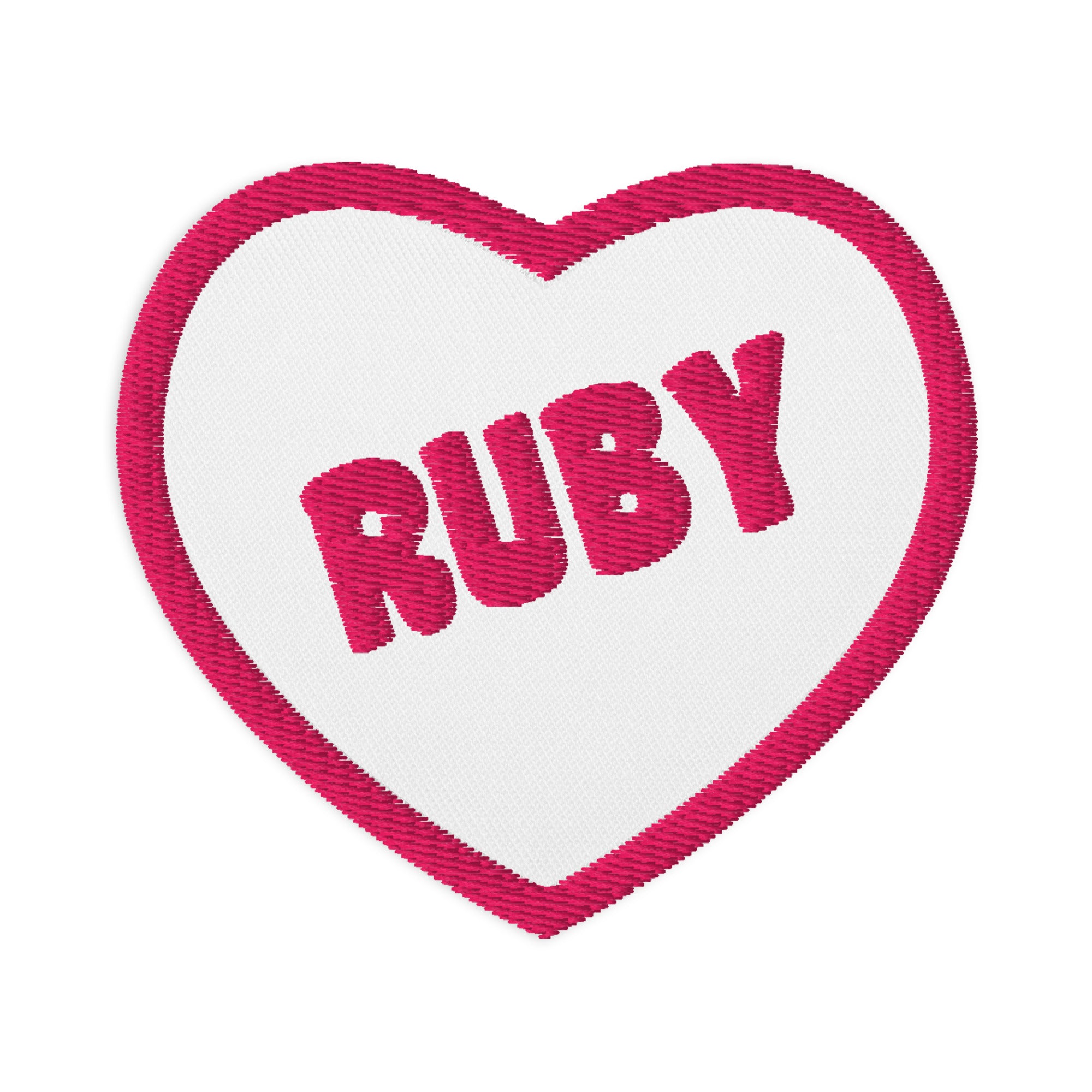 Ruby's Embroidered Patch White and Pink Name – Ruby and Bonnie